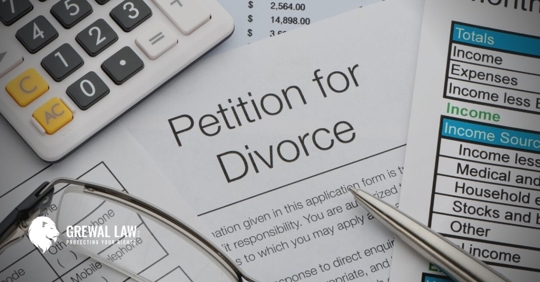Calculator and a paper that reads "Petition for Divorce"