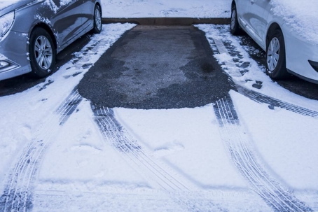 snow covered parking lot